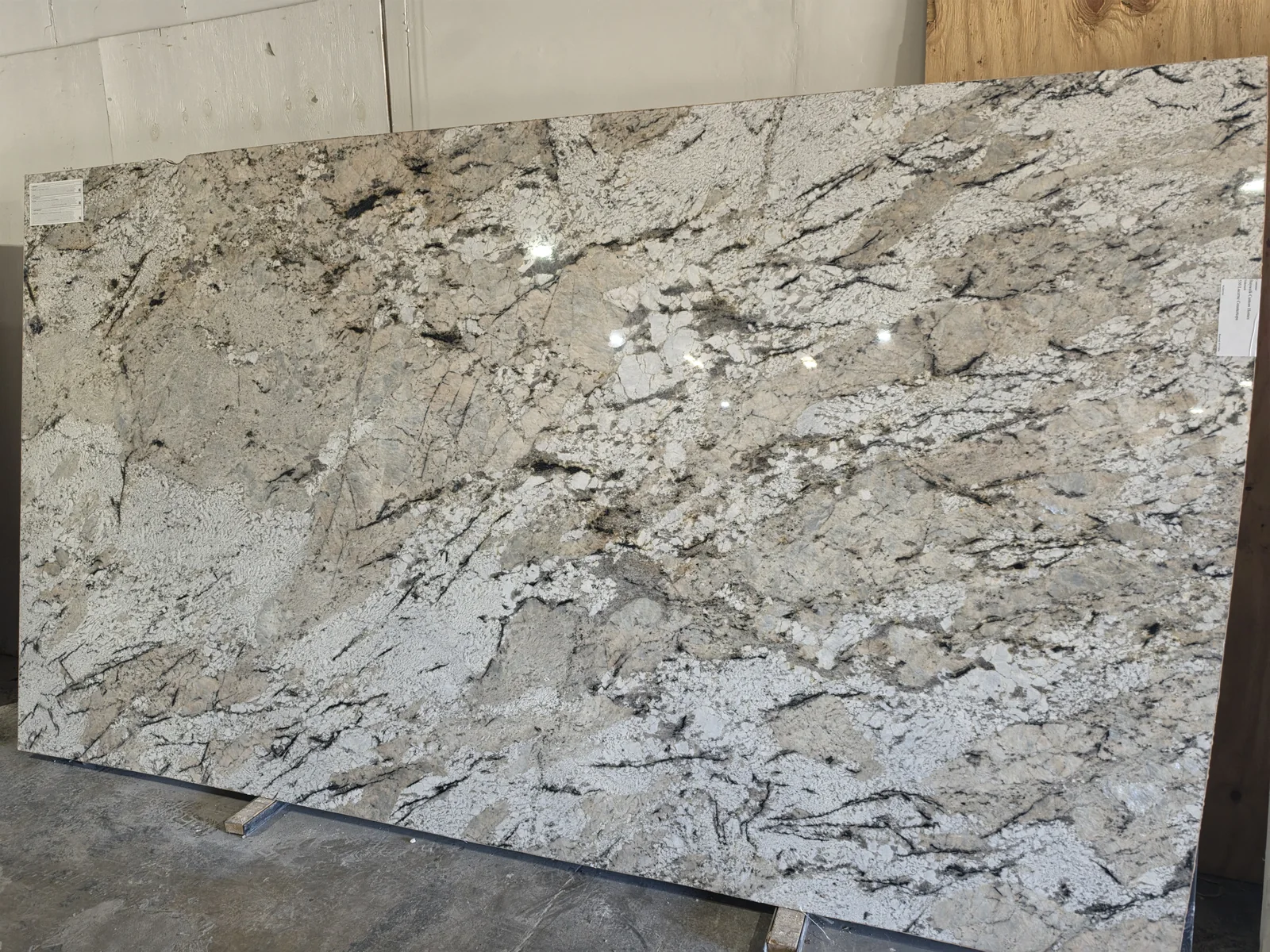 Large veined countertop slab selection